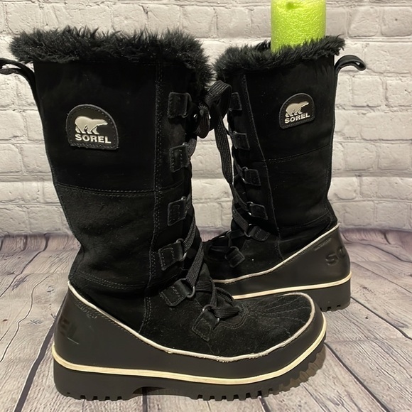 Sorel black suede, tall lace up winter boot size 7.5 - Picture 6 of 8